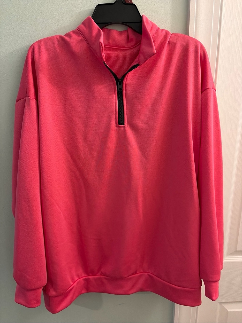 Women's Pink Half-Zip Pullover Jacket - Casual Zip-Up